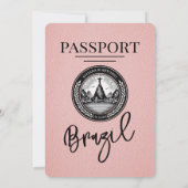 ピンクブラジルパスポート結婚式招待状 招待状 (裏面)