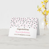 ピンクブラックいとこ卒業 カード (黄色い花)