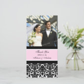 ピンクブラックお結婚礼の写真カード サンキューカード (スタンド正面)