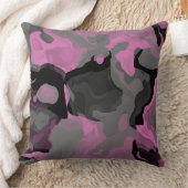 ピンクブラックとグレーの抽象芸術 クッション (ブランケット)