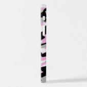 ピンクブラックとグレーの迷彩柄抽象芸術 iPhoneケース (左側面)