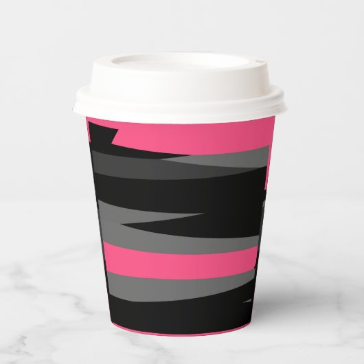 ピンクブラックとグレー 紙コップ (正面)