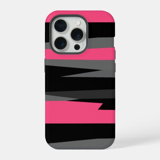 ピンクブラックとグレー iPhoneケース (裏面)
