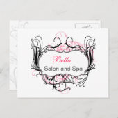 ピンクブラックとホワイトのシックなビジネスサンキューカード ポストカード (正面/裏面)