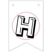 ピンクブラックとホワイトハッピーバースデー バンティングフラッグ (第2の旗)