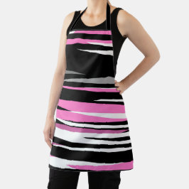 ピンクブラックとホワイト抽象芸術 エプロン