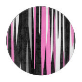 ピンクブラックとホワイト抽象芸術 カッティングボード (正面)