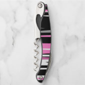 ピンクブラックとホワイト抽象芸術 ソムリエナイフ (正面)