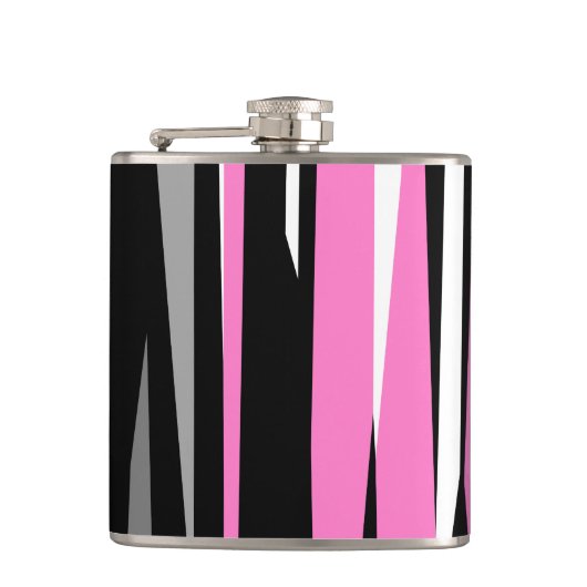 ピンクブラックとホワイト抽象芸術 フラスク (正面)