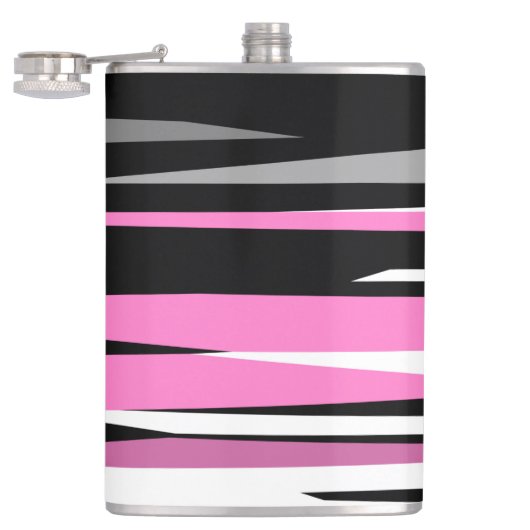 ピンクブラックとホワイト抽象芸術 フラスク (オープン)