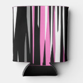 ピンクブラックとホワイト抽象芸術 缶クーラー (正面)