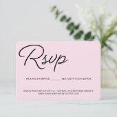 ピンクブラックとホワイトRSVP結婚の予約席 出欠カード (スタンド正面)