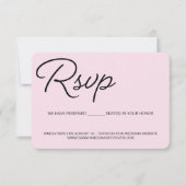 ピンクブラックとホワイトRSVP結婚の予約席 出欠カード (正面)