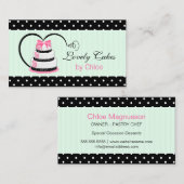 ピンクブラックとミントのケーキベーカリー 名刺 (正面/裏面)