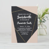 ピンクブラックと金ゴールド幾何学学士 招待状 (スタンド正面)