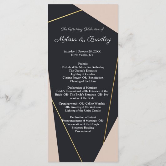 ピンクブラックと金ゴールド幾何学的 プログラム (正面)