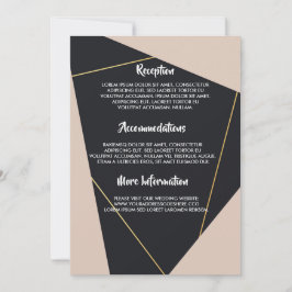 ピンクブラックと金ゴールド幾何学的 招待状