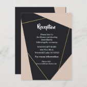 ピンクブラックと金ゴールド幾何学的 案内ポストカード (正面/裏面)