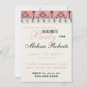 ピンクブラックのシャンデリアバチェロレッテ 招待状 (裏面)