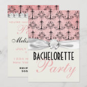 ピンクブラックのシャンデリアバチェロレッテ 招待状 (正面/裏面)