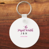 ピンクブラックの完璧なペア ネーム入り結婚記念日 キーホルダー (正面)