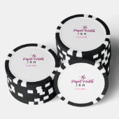 ピンクブラックの完璧なマッチ ウェディングカップル名入れ ポーカーチップ (積み重ね)
