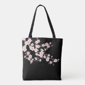 ピンクブラックの桜花柄 トートバッグ (裏面)