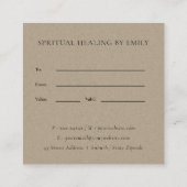 ピンクブラックの茎葉イニシャルリースギフト券 スクエア名刺 (裏面)