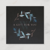 ピンクブラックの茎葉イニシャルリースギフト券 スクエア名刺 (正面)