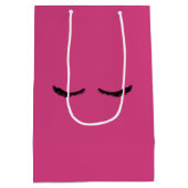 ピンクブラックまつげグラム誕生日 ミディアムペーパーバッグ (裏面)