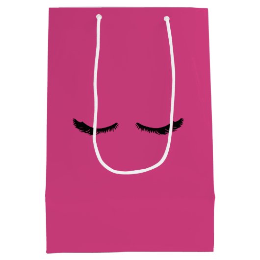 ピンクブラックまつげグラム誕生日 ミディアムペーパーバッグ (裏面)
