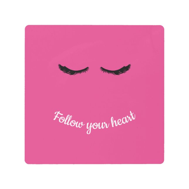 ピンクブラックまつげグラム誕生日 メタルプリント (正面)