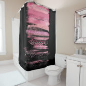 ピンクブラックウォーターグリッターホイル絵を描スストローク シャワーカーテン (インサイチュ)