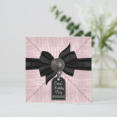 ピンクブラックウーマンズバースデーパーティー 招待状 (スタンド正面)