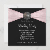 ピンクブラックウーマンズバースデーパーティー 招待状 (裏面)