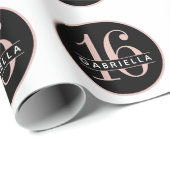 ピンクブラックカスタムスウィート1610代の誕生日 ラッピングペーパー (ロールコーナー)