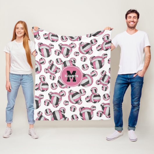 ピンクブラックガーリースポーツバレーボールルームデカール フリースブランケット (インサイチュ)