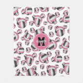 ピンクブラックガーリースポーツバレーボールルームデカール フリースブランケット (正面)