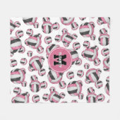 ピンクブラックガーリースポーツバレーボールルームデカール フリースブランケット (正面(横))