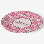 ピンクブラックガーリーパズルピース ペーパープレート (アングル)