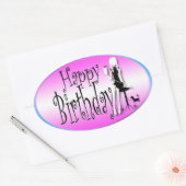 ピンクブラックガールズシックファッション 楕円形シール (封筒)