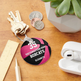 ピンクブラックガールズスポーツバスケットボールチーム名 キーホルダー