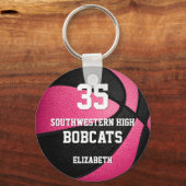 ピンクブラックガールズスポーツバスケットボールチーム名 キーホルダー (正面)
