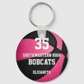 ピンクブラックガールズスポーツバスケットボールチーム名 キーホルダー (裏面)