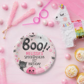 ピンクブラックガールブハロウィーン誕生日 ペーパープレート (パーティー)