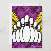 ピンクブラックガールボーリング誕生日パーティーへの招待 招待状 (裏面)