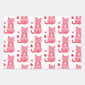 ピンクブラックキャッツハート誕生日 ラッピングペーパーシート (正面3)