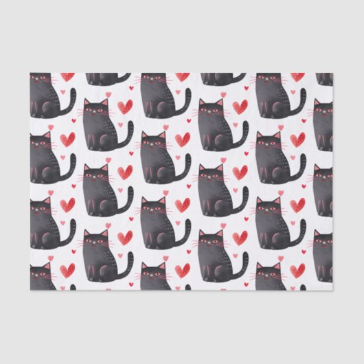 ピンクブラックキャッツハート誕生日 薄葉紙 (正面)