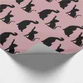 ピンクブラックキャッツ誕生日 ラッピングペーパー (角)