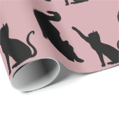 ピンクブラックキャッツ誕生日 ラッピングペーパー (ロールコーナー)